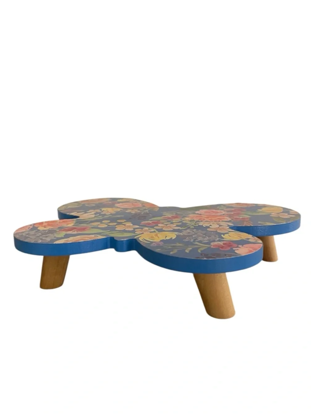 Blue Floral Wooden Butterfly Trivet/Stand - Picture 3 of 4